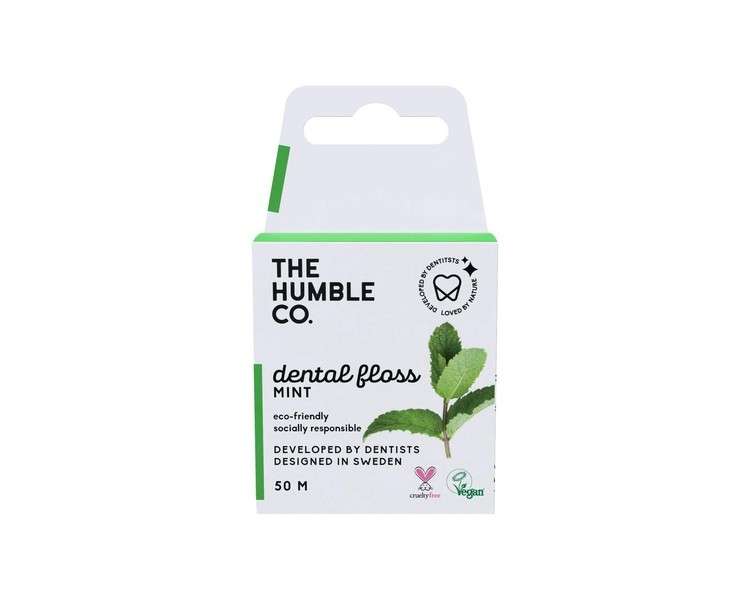 The Humble Co. Dental Floss Fresh Mint Developed by Dentists Designed in Sweden Teeth Cleaning Sustainable Reusable Vegan Cruelty-Free Eco-Friendly Packaging 50m