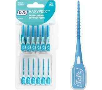 TEPE EasyPick Dental Picks for Daily Oral Hygiene and Healthy Teeth and Gums Size M/L 36 Picks Blue