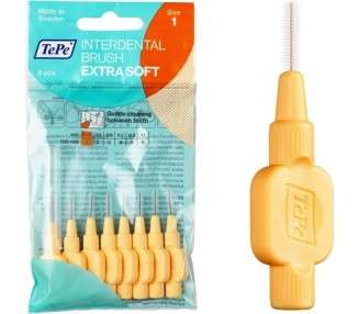 TEPE Interdental Brushes Orange Extra Soft Size 1 Simple and Effective Cleaning of Interdental Spaces 8 Brushes