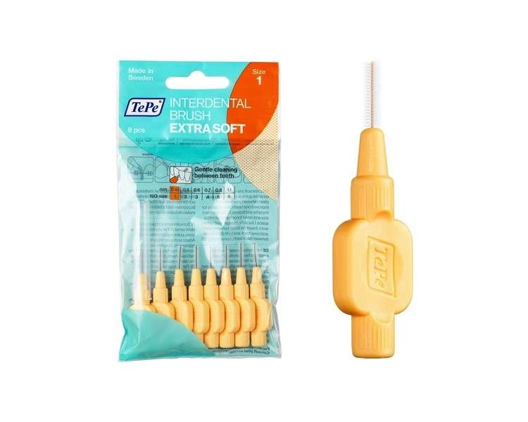 TEPE Interdental Brushes Orange Extra Soft Size 1 Simple and Effective Cleaning of Interdental Spaces 8 Brushes