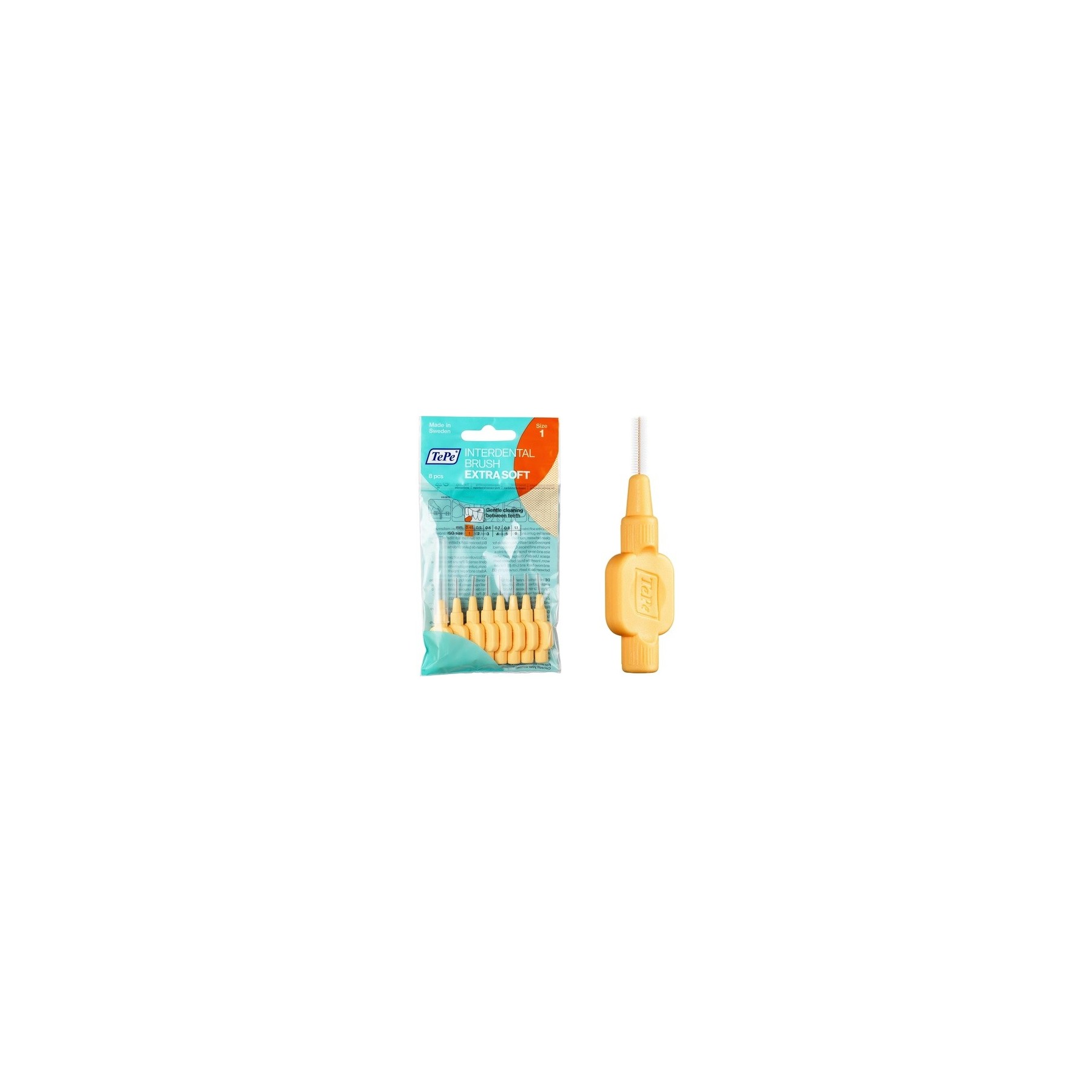 TEPE Interdental Brushes Orange Extra Soft Size 1 Simple and Effective Cleaning of Interdental Spaces 8 Brushes