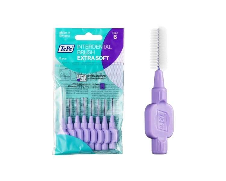 TePe Interdental Brushes Purple Extra Soft Size 6 Simple and Effective Cleaning of Interdental Spaces