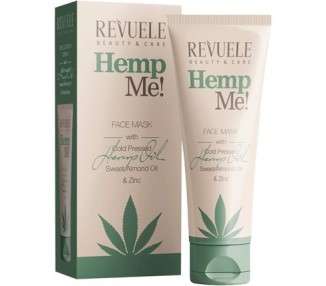 Revuele Hemp Me Bio 100% Pure Natural Face Mask with Cold-Pressed Hemp Sweet Almond Oil Zinc Removes Dead Skin Cells 80ml
