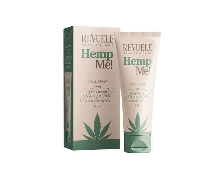 Revuele Hemp Me Bio 100% Pure Natural Face Mask with Cold-Pressed Hemp Sweet Almond Oil Zinc Removes Dead Skin Cells 80ml