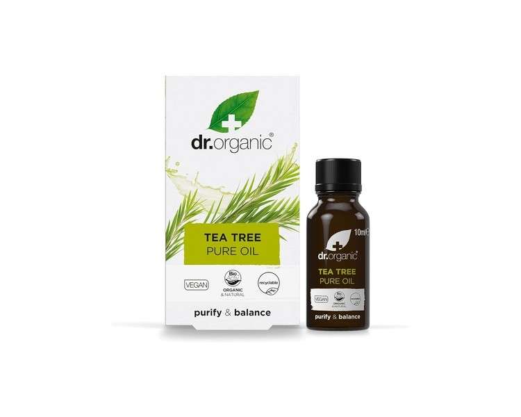 Dr Organic Tea Tree Pure Oil Natural Vegan Cruelty Free Paraben & SLS Free 10ml