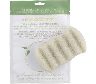 The Konjac Sponge Co 6 Wave Body Bath Sponge with Green Clay for Irritated, Sensitive and Combination Skin Types