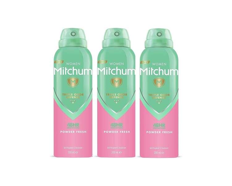 Mitchum Women Triple Odor Defense 48HR Protection Powder Fresh Antiperspirant & Deodorant 200ml