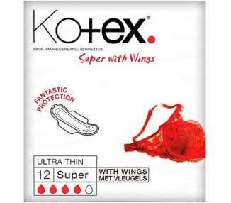 Kotex Ultra Thin Super Towels - Pack of 12