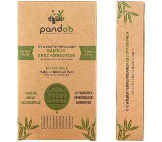 Pandoo Reusable Bamboo and Cotton Makeup Pads 10 Pack with Laundry Bag - Eco-Friendly and Soft