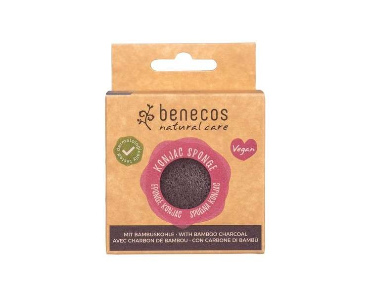 Benecos Natural Cosmetics Konjac Sponge Black Bamboo 100% Biodegradable