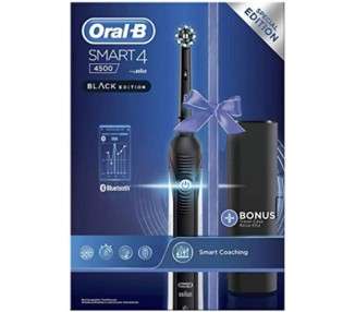 Oral-B Smart 4 4500 CrossAction Electric Toothbrush - Black 3 Modes: Whitening, Sensitive, Gum Care 2 Replacement Heads Premium Travel Case