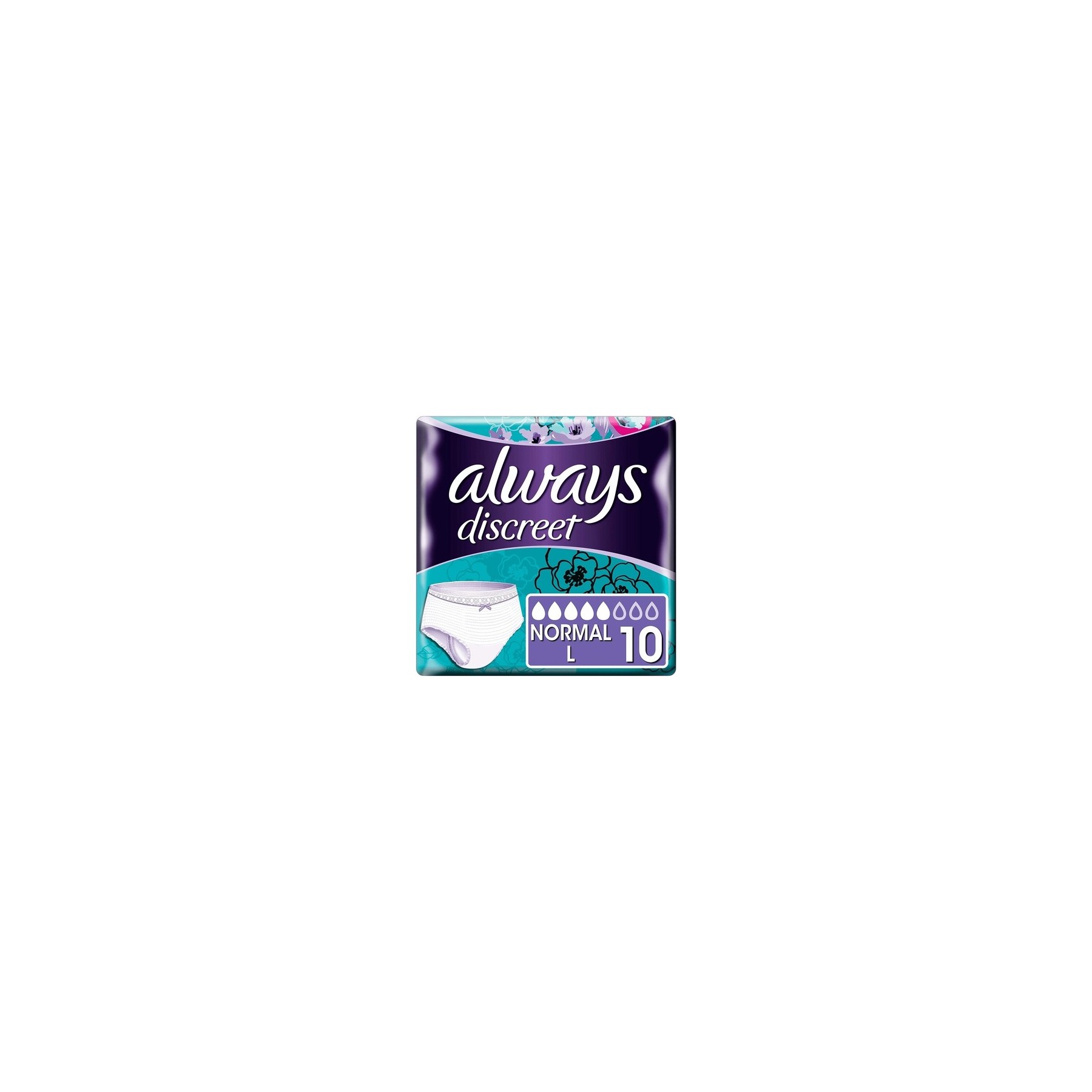 Always Discreet Underwear for Incontinence and Bladder Weakness Normal Flow Large - Pack of 10