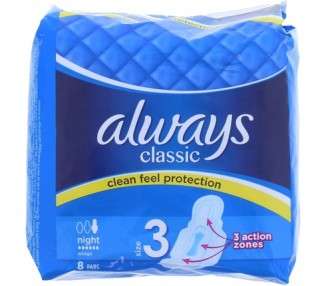 Always Classic Night Sanitary Napkins with Wings Size 3