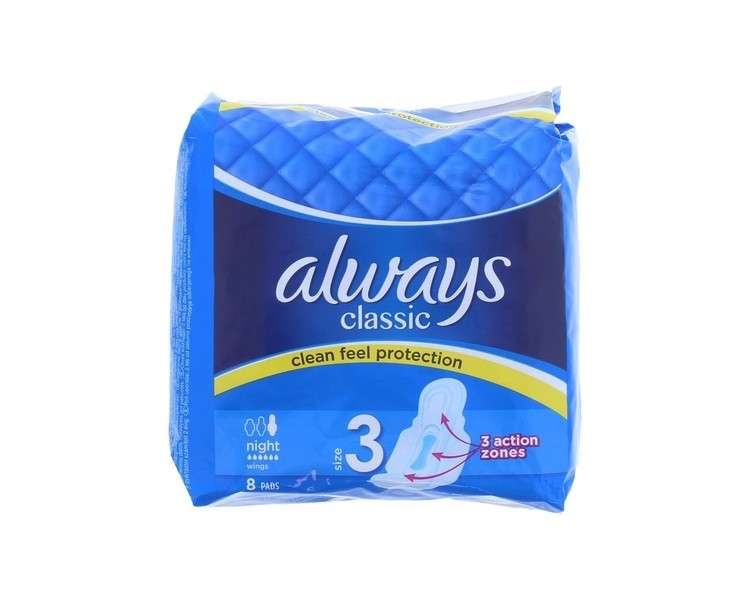 Always Classic Night Sanitary Napkins with Wings Size 3
