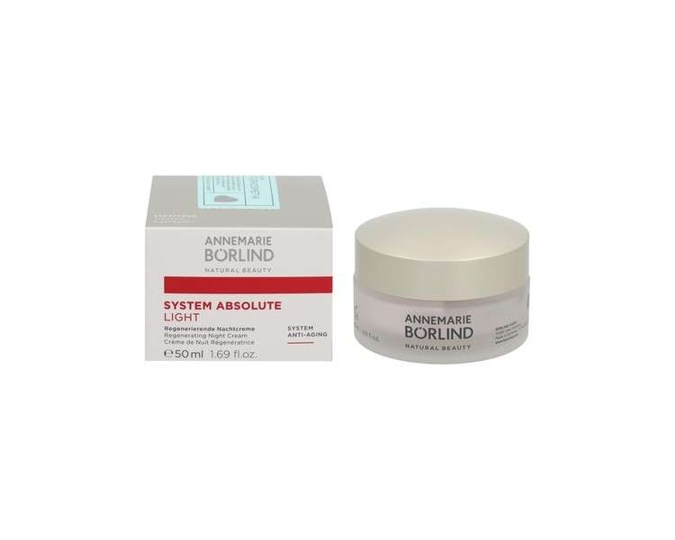 Annemarie Borlind System Absolute Regenerating Night Cream Light 50ml - Activates Collagen and Elastin Production and Nourishes Skin Overnight