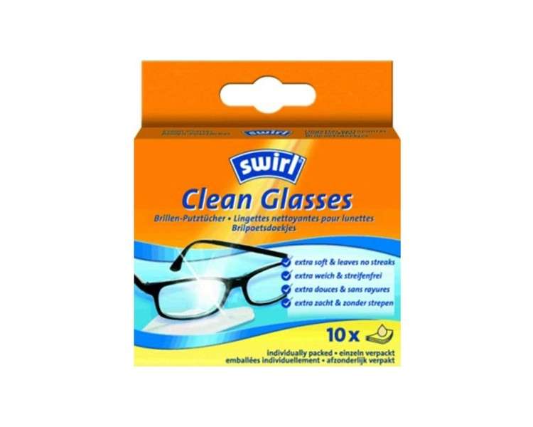 Swirl Clean Glasses Lens Cleaning Wipes - Pack of 10