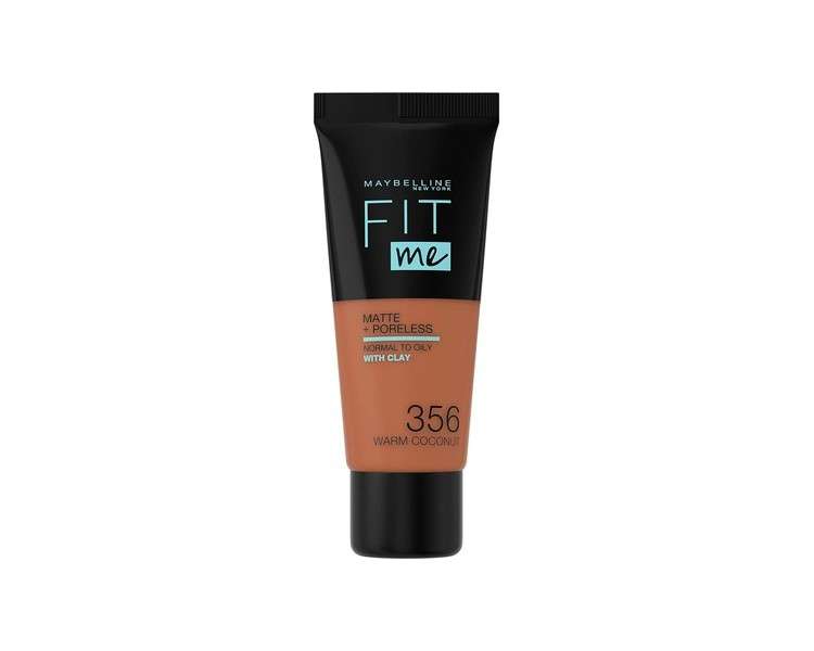 Maybelline Fit Me Foundation Matte & Poreless Full Coverage Blendable for Normal to Oily Skin 30ml 356 Warm Coconut