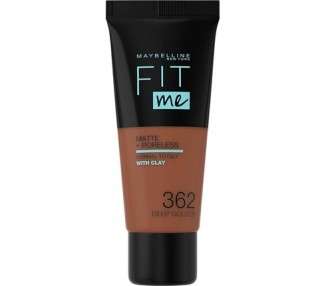 Maybelline Fit Me Foundation Matte & Poreless Full Coverage Blendable for Normal to Oily Skin 30ml 362 Deep Golden