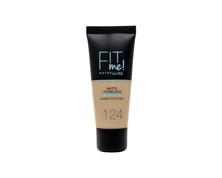 Maybelline Fit Me Foundation Matte & Poreless Full Coverage Blendable for Normal to Oily Skin 30ml 124 Soft Sand