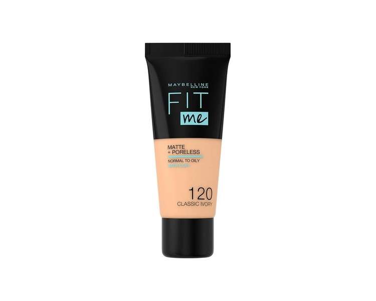 Maybelline Fit Me Foundation Matte & Poreless Full Coverage Blendable for Normal to Oily Skin 30ml 120 Classic Ivory