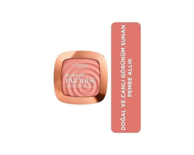 L'Oreal Paris Blush Of Paradise Melon Dollar Baby Compact Powder Blush Pink Shade Mirror and Brush Included Scented Buildable Formula 9g