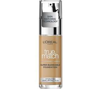 L'Oreal Paris True Match Liquid Foundation Skincare Infused with Hyaluronic Acid SPF 17 6.5W Golden Toffee 30ml