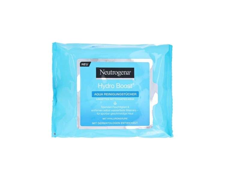 Neutrogena Hydro Boost Aqua Cleansing Wipes with Neutrogena Cleansing Technology, Hyaluronic Acid, and Moisturizer 25 Wipes