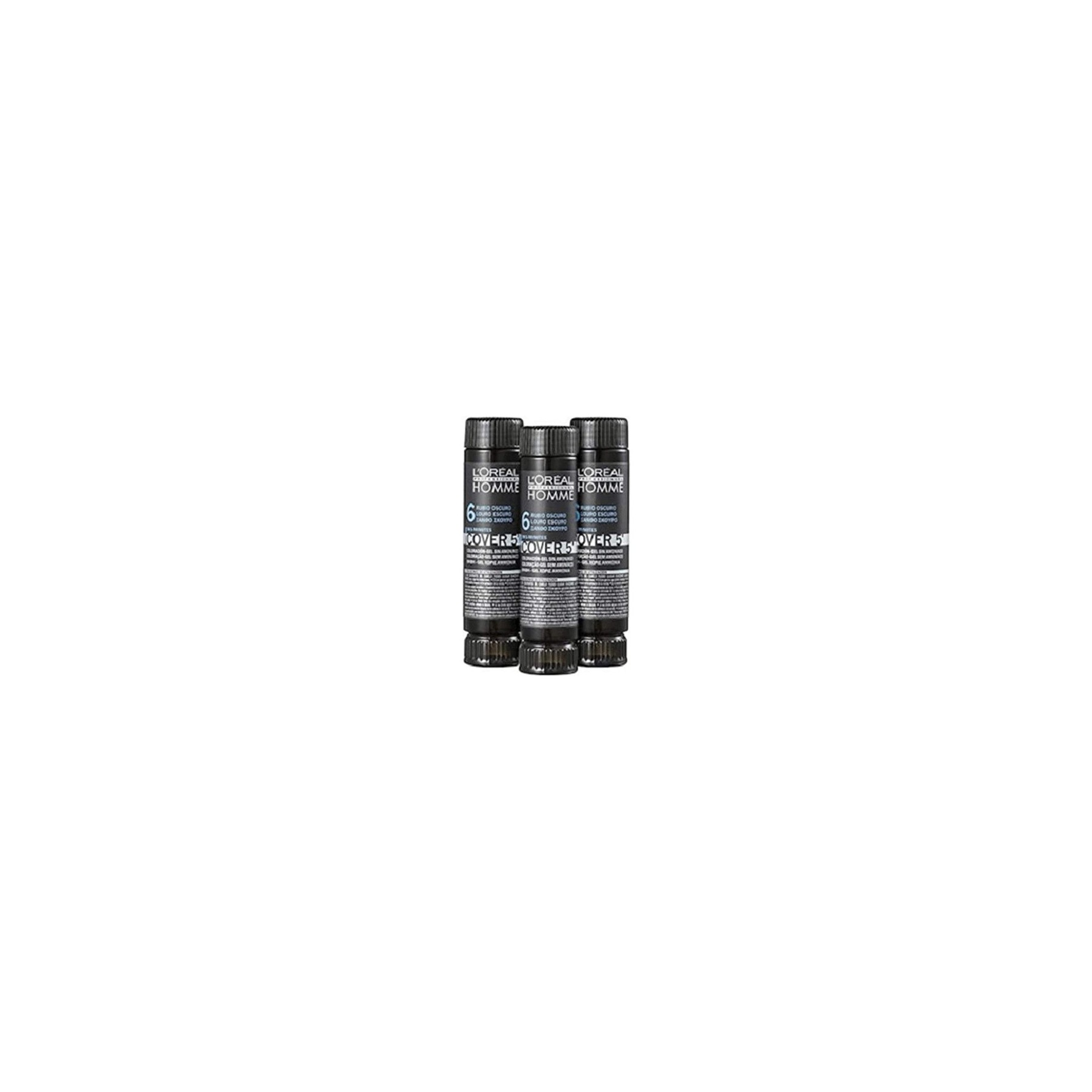 L'Oreal Professional Homme Cover 5 Ammonia Hair Color Gel No.6 For Dark Blonde 50ml - Pack of 3