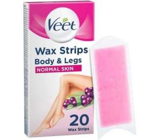 Veet Wax Strips for Legs & Body Normal Skin 20 Strips