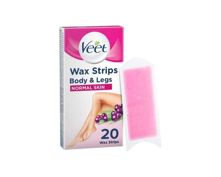 Veet Wax Strips for Legs & Body Normal Skin 20 Strips