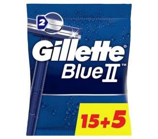 Gillette Disposable Blue II 15 + 5 20 Pieces Blue