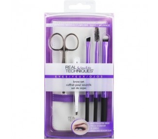 Real Techniques Brow Makeup Brush Set with Tweezers