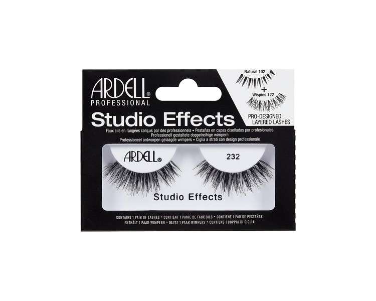 ARDELL Studio Effects 232 Real Hair False Eyelashes for Extra Volume and Density Developed by Makeup Artists Glue-On Natural Vegan and Reusable Style 232