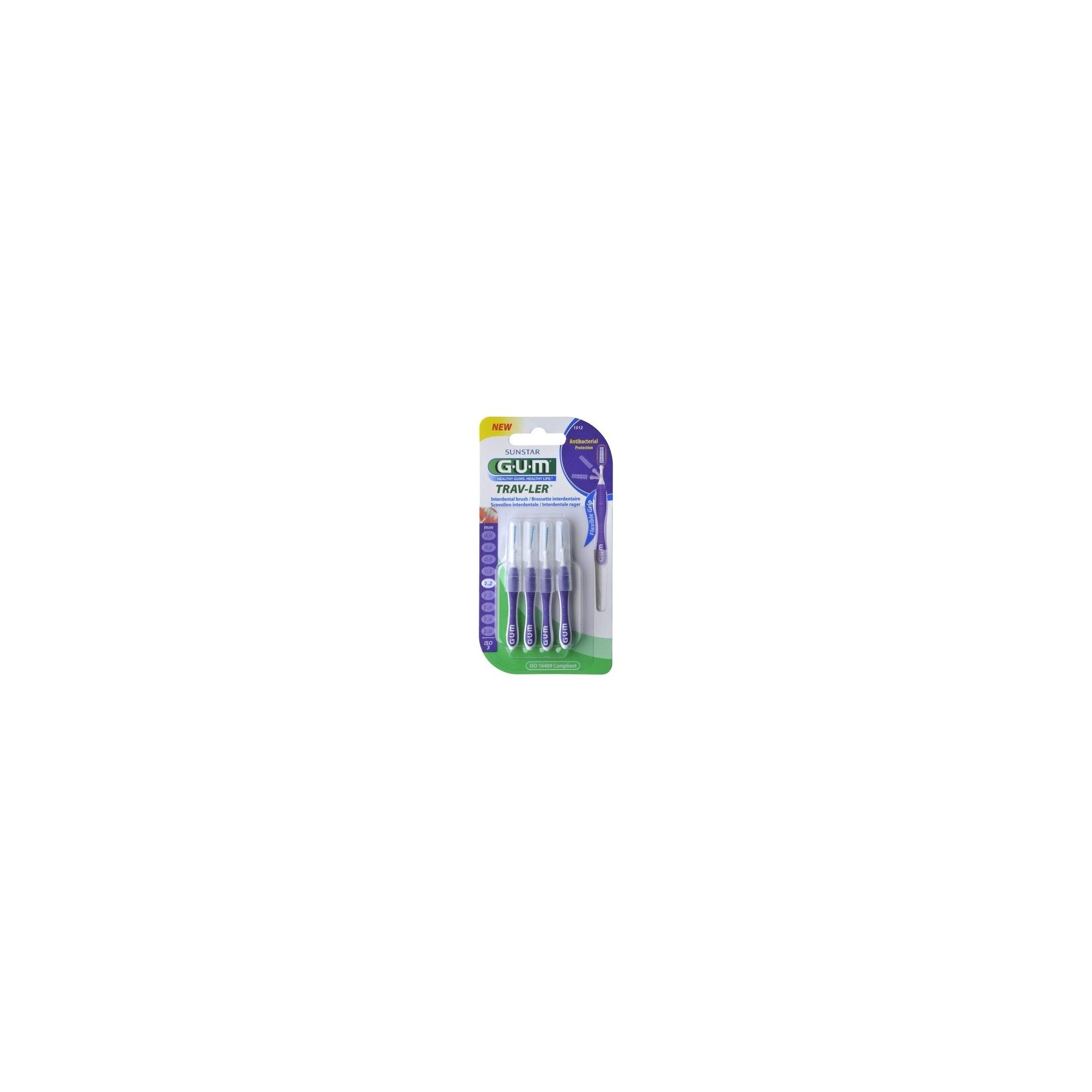 GUM Travel Toothbrush 1512 Soft 4 Pack