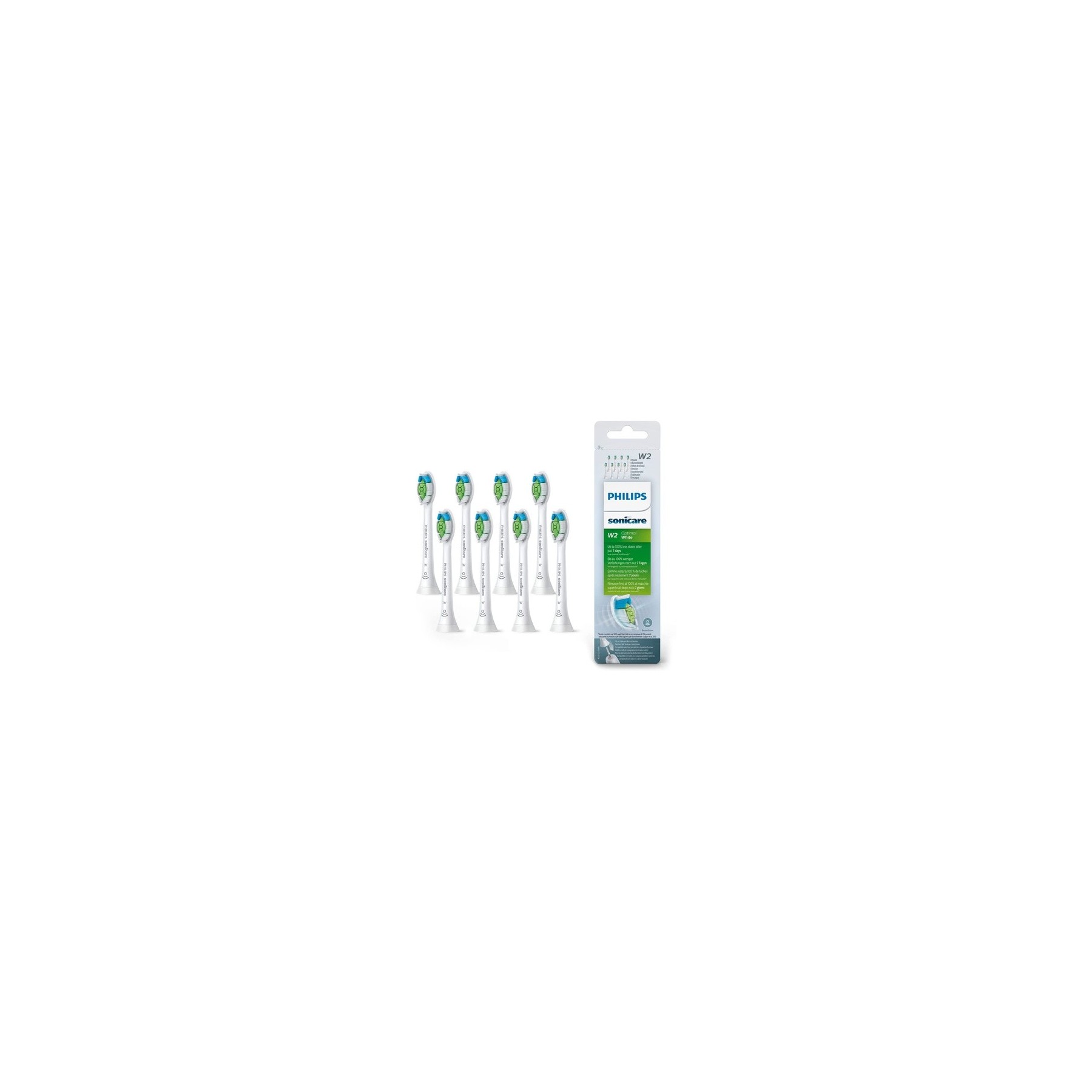 Philips Sonicare Original W2 Optimal White Standard Sonic Toothbrush Heads 8 Pack - Model HX6068/12