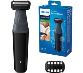 Philips 3000 Series Waterproof Body Trimmer 1 Clip-On Clog 3mm 50 Minutes Battery Life for 8 Hours Charging