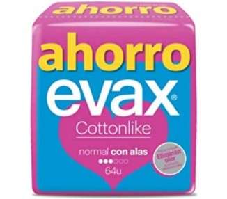 Evax Cottonlike Pads with Wings Normal 64 Pieces