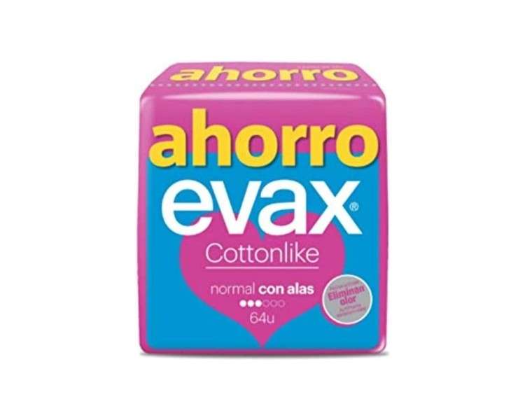 Evax Cottonlike Pads with Wings Normal 64 Pieces