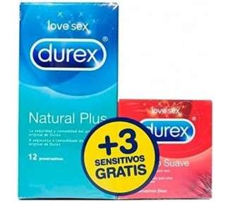 Prof Durex Natural Plus Pack 12 Units + Sensation Pack 3 Units