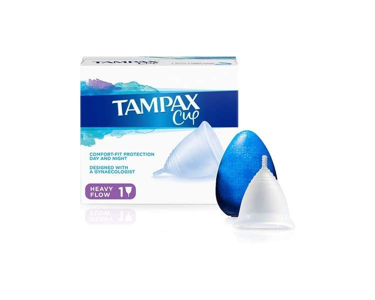 Tampax Cup Heavy Flow Menstrual Cups Comfort-fit Protection Made with 100% Medical Grade Silicone Clinically Tested Easy Cleansing Reusable Supplied with a Carry Case