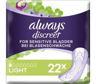 Always Discreet Incontinence Pads Light for Bladder Weakness 22 Count