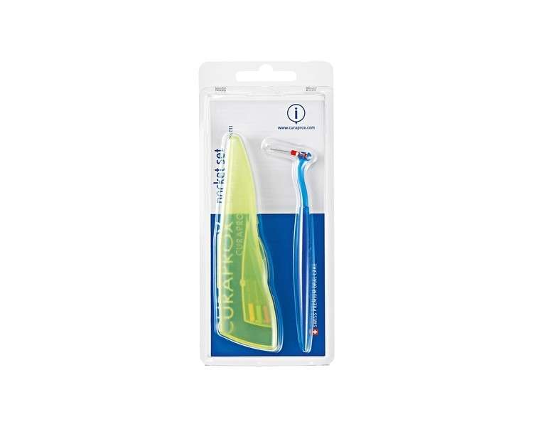 Curaprox CPS457 Pocket Set Interdental Brush Kit with Holder and 5 Interdental Brush Sizes