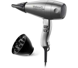 Valera Swiss Silent Jet 8600 Professional Ionic Hair Dryer for Quiet and Fast Drying 2400 Watts Silver Gray