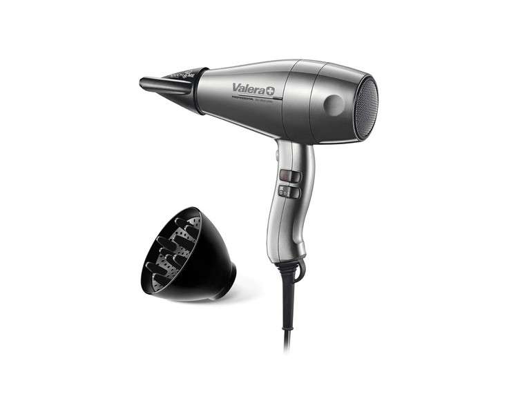 Valera Swiss Silent Jet 8600 Professional Ionic Hair Dryer for Quiet and Fast Drying 2400 Watts Silver Gray