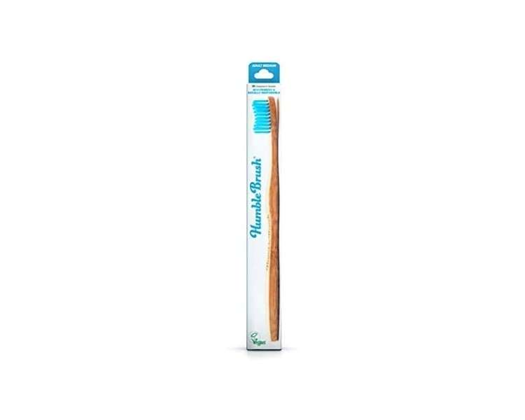 The Humble Co. Bamboo Toothbrush Blue Medium Bristles Biodegradable Eco-Friendly Vegan Dentist Approved