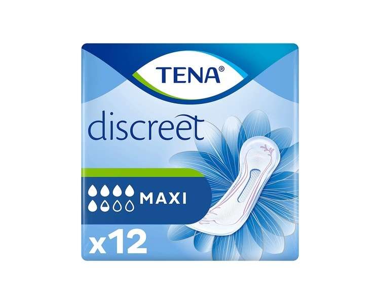 TENA Discreet Maxi Highly Absorbent Pads for Incontinence and Heavy Urine Loss 12 Count