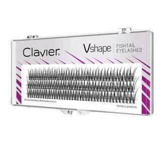 Clavier V-Shape Fishtail C-Curl Cluster Eyelashes 10mm - Natural Looking for Unique 3D Effect