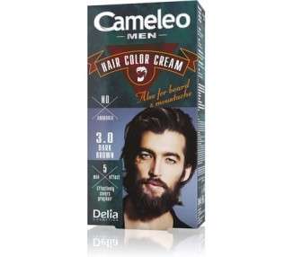 Cameleo Men Permanent Hair Dye Dark Brown for Hair Beard & Moustache Natural Colour Effect in 5 Minutes Cover Grey Hair Ammonia Free 30ml