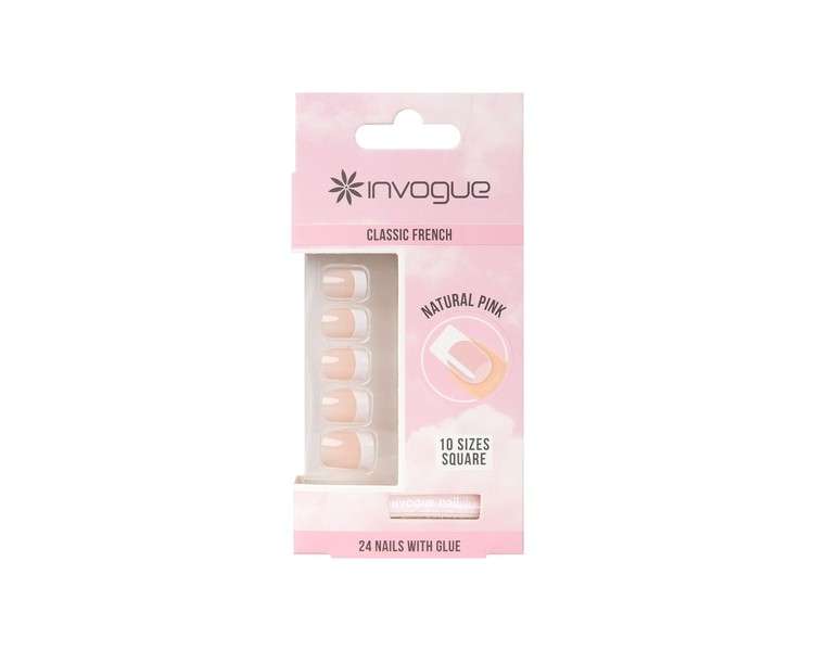 Invogue Acrylic Square Nails French Pink