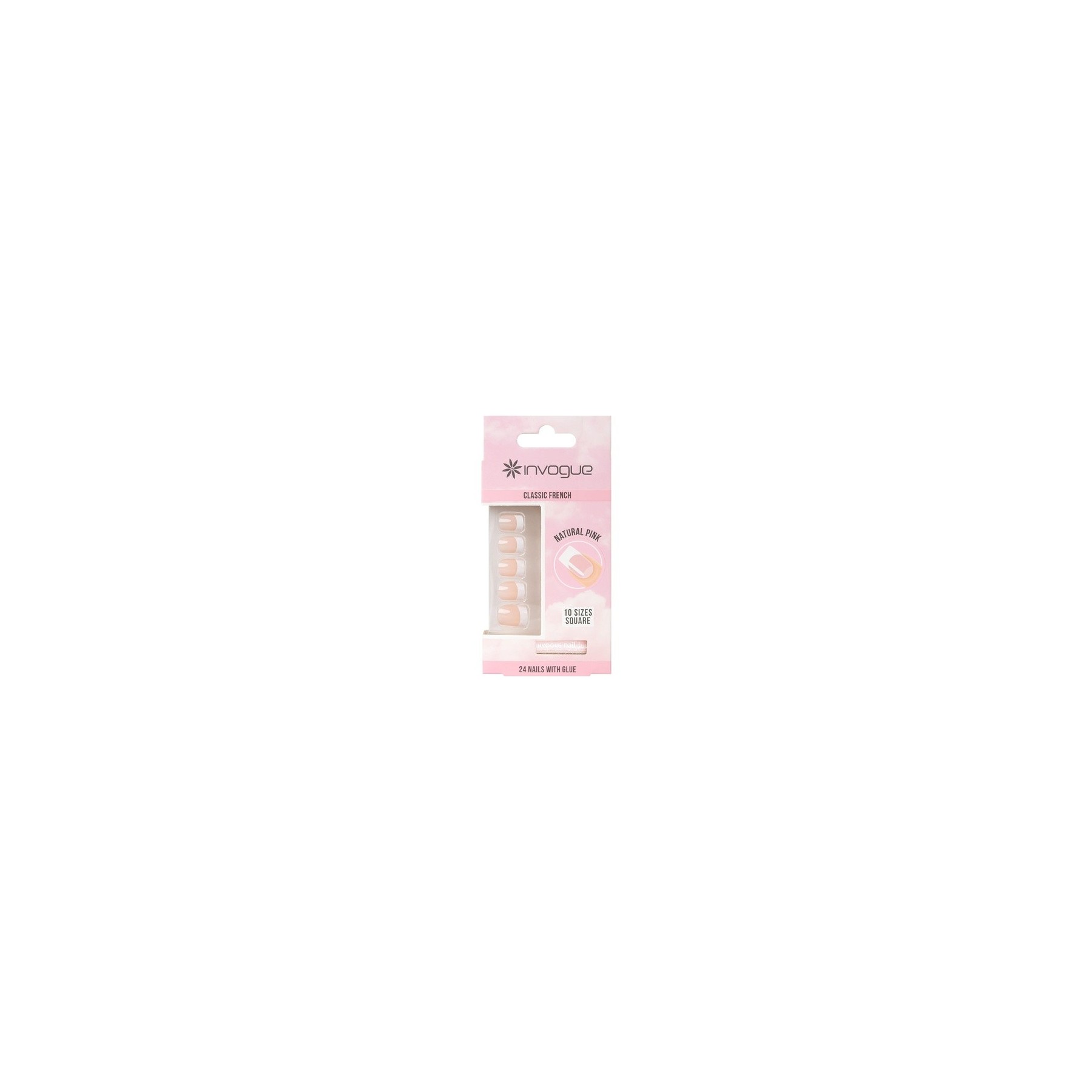 Invogue Acrylic Square Nails French Pink
